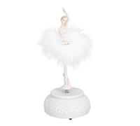 BESPORTBLE Boîte à Musique de Ballet Rotative Blanche Danseuse Ornement Décoratif en Résine Boîte à Mélodies pour Anniversaire Décoration de Bureau et Chambre Présent Original pour
