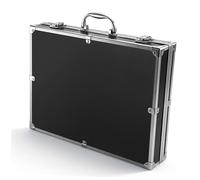BESPORTBLE Boîte à Outils en Alliage D’Aluminium Noire Poignée Renforcée | Coffret Métallique Portable, Deux Serrures à Clé, Intérieur Doux, Usage Atelier et Pique-niques