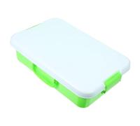BESPORTBLE Boîte à Sable Portable avec Couvercle Bac de Rangement pour Jouets Bac à Sable Compact pour Garçon Fille Boîte de Rangement Plastique Vert et Blanc Extérieur Pratique