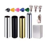 BESPORTBLE Boîte de 14 Pièces Kit D’accessoires pour Guitare Slide en Acier Inoxydable, Protège-doigts Médiator pour Guitare Électrique et Acoustique, Ensemble Complet pour Jeu Précis