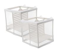 BESPORTBLE Boîte De 2 Pièces Filet d'incubation Bocal à Poisson Aquarium Cas d'isolement de Poisson Porte-Plante de réservoir Aqua KEM séparateur réservoir d'élevage Filet Polyester Blanche