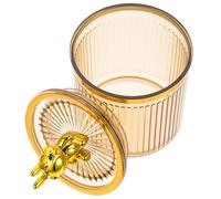 BESPORTBLE Boîte de Rangement Acrylique Transparente pour Petits Objets Pot Décoratif Porte-Cotons-Tiges Doré Organisateur Polyvalent pour Salle de Bain et Bureau Rangement Pratique et