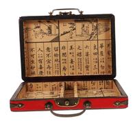 BESPORTBLE Boîte de Rangement Bois pour Tuiles Mahjong avec Poignée Design Portable et Spacieux Boîte Traditionnelle Chinoise pour Jeux Mahjong Famille et