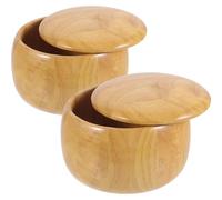 BESPORTBLE Boîte de Rangement en Bois Massif pour Pièces de Go Couvercle Grand Format Pot en Hêtre Contenant 2 Bols à Pierres Accessoire Pratique pour Jeux de Société et Rangement à