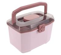 BESPORTBLE Boîte de Rangement pour Remède Portable Rose avec Poignée Compartiments Organisateurs Plastique Solide Trousse à Pharmacie Familiale Compacte pour Domicile et Voyage