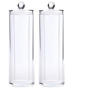 BESPORTBLE Boîte de Rangement Transparente pour Cotons à Démaquiller 2 Pièces, Étanche la Poussière, Format Rond 7x7x19 Cm, Organiseurs Cosmétiques Pratiques pour Salle de Bain