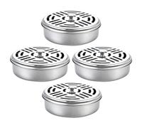 BESPORTBLE Boîte Porte-Parfum Ronde en Acier Inoxydable 4 Pcs Couvercle Porte-Bobine pour Maison et Extérieur Support Pratique pour Spirales Design Ajouré pour Diffusion