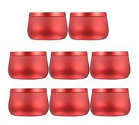 BESPORTBLE Boîtes de Rangement Rondes en Métal Rouge 8 Pièces, Pots à Bougies 225G Couvercle pour Stockage Thé, Bonbons et Bijoux, Conteneurs Hermétiques pour Bricolage