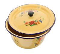 BESPORTBLE Bol en Émail Classique 06L avec Couvercle Récipient pour Huile de Saindoux Bassine Multifonction 14 CM Saladier Traditionnel pour Cuisine et Conservation Bol à Pétrir la Pâte