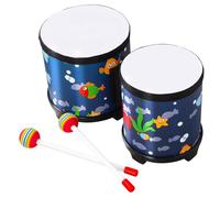BESPORTBLE Bongos Bois avec Motif Monde Sous Marin Instrument de Percussion Compact et pour Adultes Débutants Tambour à Main Facile à Jouer pour Éveil Musical