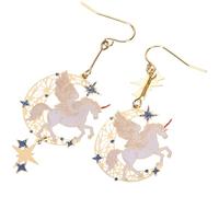 BESPORTBLE Boucles D’Oreilles Asymétriques Licorne en Alliage Pendentifs Gouttes Ailes D’Ange et Étoiles 1 Paire pour Femme et Fille Bijoux Fantaisie pour Fête et Usage Quotidien