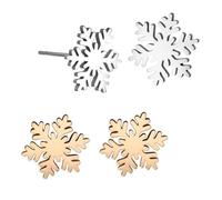 BESPORTBLE Boucles D’Oreilles Flocon de Neige Noël en Acier Inoxydable 2 Paires Blanc et Doré Boucles D’Oreilles de Soirée Quotidien pour Femme Présent Hiver Élégant et Festif