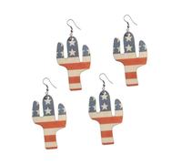 BESPORTBLE Boucles D’oreilles Pendantes Femme de Cactus en Bois Drapeau Américain, 2 Paires, Bijoux Légers pour Tenue Quotidienne et Accessoires D’oreilles Original