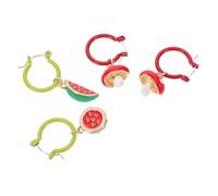 BESPORTBLE Boucles D’Oreilles Pendantes Fruits pour Femmes - 2 Paires Motif Pastèque et Champignon Rouge - Alliage Léger - Bijoux D’Été Colorés pour Fêtes Plage et Usage Quotidien