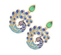 BESPORTBLE Boucles D’oreilles Rétro En Agate Et Émaux Peints, Clous D’oreilles Vintage En Émail, Style Chinois, Femme, Usage Quotidien, Paire Unique Motif Paon Coloré