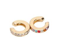BESPORTBLE Boucles D'oreilles à Clip C Lot de 2 Pièces Confortable à Porter en Alliage Blanc Design Incrusté de Diamants Style Chic pour Toutes Occasions
