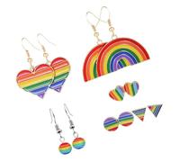BESPORTBLE Boucles D'oreilles à Clous Arc-en-ciel, Ensemble 6 Paires, Alliage Coloré Zircons Incrustés, Boucles Pour Femmes, Bijoux Colorés Pour Usage Quotidien Et Occasions Spéciales