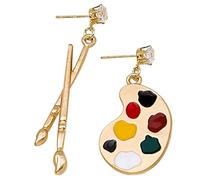 BESPORTBLE Boucles d'Oreilles Artistiques Pendantes Pendentif Pinceau en Métal Style Rétro Asymétrique Légères et Décoratives Bijou pour Professeur et Femme Accessoire Original pour