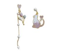 BESPORTBLE boucles d'oreilles chat Bonjour mignon accessoires clip d'oreille femme clip d'oreille en perles boucle d'oreille perle étages rose