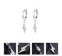 BESPORTBLE Boucles d'Oreilles Clips Éclair en Alliage Blanc Zircon Design et Léger Accessoires d'Oreilles Élégants pour Femmes Style Urbain et Quotidien