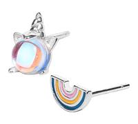 BESPORTBLE Boucles d'Oreilles Licorne Arc-en-Ciel Asymétriques en Pierre de Lune pour Femmes Bijoux Colorés et Présents pour Accessoire et Élégant