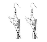 BESPORTBLE Boucles d'Oreilles Pendantes en Alliage Forme Ciseaux et Peigne 1 Paire Accessoire Mode Femme Présent Créatif pour Coiffeuse Usage Quotidien et Soirée