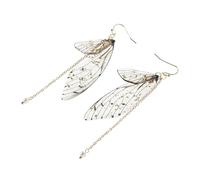 BESPORTBLE Boucles D'oreilles Pendantes Perles Fantaisie Gris Doré Bijou Insecte Femme Mariage Printanier Ailes Dégradées Légères Et Élégantes