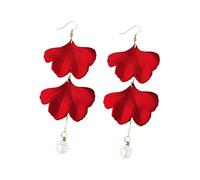 BESPORTBLE Boucles Oreilles Pendantes à Motif de Ginkgo Rouge Ornements Élégants pour et Toutes Occasions