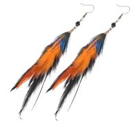 BESPORTBLE Boucles Oreilles Plumes Ethniques Avec Perles Noir Bijoux Vintage Pour Femmes Pendantes Et Élégantes