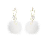 BESPORTBLE Boucles Oreilles Pom Pom Fausse Avec Perles De Chat Pour Femmes Accessoires Automne Et Hiver Longues Boucles Pendantes Élégantes