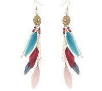 BESPORTBLE Boucles Oreilles Vintage à Pampilles et Plumes pour Femme Légères et Pendantes Bijoux Bohème Élégants Au Design et Confortable