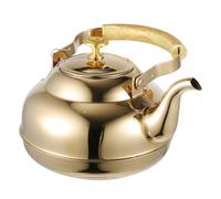 BESPORTBLE Bouilloire à Thé Inoxydable 1,5l avec Passoire Intégrée, Compatible Plaques Gaz et Induction, Théière Rétro Dorée, pour Infusion Kung Fu et Usage la Cuisine Polyvalent