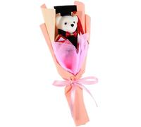 BESPORTBLE Bouquet Décoratif D’Ours en Peluche Doctor Bear pour Remise de Diplômes, Présent de Fin D’études 1 Pièce en Papier Crépon Ivoire, Décoration Festive pour Fête de Graduation