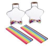 BESPORTBLE Bouteilles à Souhaits Décoratives en Plastique Transparent avec Bouchon, Lot de 2 Set de Bocaux Petits Formats pour Loisirs Créatifs et Messages, Papier Origami Coloré 540