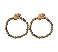 BESPORTBLE Bracelet à Breloques Lapin en Bois de Santal 6Mm Lot de 2 Bracelets Assortis pour Couple Bijoux Mignons Parfumés pour Femme et Homme Présent Saint-Valentin et Amitié
