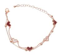 BESPORTBLE Bracelet chaîne cœur - Bracelet pendentif cœur réglable avec double couche - Chaîne en nacre unique Bijoux modernes pour femmes Accessoires de vacances Déclaration de mode