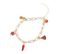 BESPORTBLE Bracelet Chaîne Épaisse Avec Breloques De Fruits Pendentifs Pomme Et Fraise Porte-clés Coloré Pour Femme Design Trombone