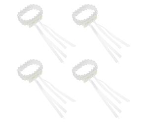 BESPORTBLE Bracelet de Ornement de Poignet Élastique 4 Pièces en Perles Blanches, Accessoires DIY pour Mariée et Demoiselle D’honneur, pour Mariage, Bal de Fin D’année et Enterrement de Vie