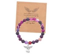BESPORTBLE Bracelet Deuil Femme Perles Pierre Élastique Souvenir Perte Proche Avec Carte Condoléance Pour Maman Fils