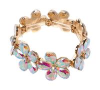 BESPORTBLE bracelet en cristal coloré cristaux rose de mariée scintillant femme creux poignet anniversaire épouser Fille floral fleurs pendant simulé bijoux irisés alliage