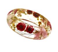 BESPORTBLE Bracelet en Résine Fleurs Séchées de Marguerite, Motif Trèfle Séché, Taille Unique, Couleur Transparente, Bijou Féminin Élégant pour Femmes et Jeunes Filles, Accessoire Mode