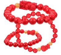 BESPORTBLE Bracelet Ethnique en Perles de Bouddha - Cuir Synthétique - 3 Pièces - Mixte - Style Tribal - Accessoire de Mode pour Poignet - Rouge Brique
