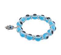 BESPORTBLE Bracelet Femme Rétro Perles Bleu Ciel Avec Main Amulette Œil Protecteur Adaptable Pour Cadeau Festivités Et Anniversaires
