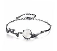 BESPORTBLE Bracelet Fleur Argent Femme Avec Agate Blanche Créatif Et Léger Chaîne Extensible Pour Porter Facilement