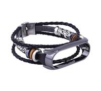 BESPORTBLE Bracelet Métal à Perles Rétro pour Bracelet Connecté Bracelet de Remplacement Cuir Léger et Confortable Style Ethnique Noir avec Fermoir Compatible