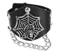 BESPORTBLE Bracelet Punk Tête De Mort Exagéré Style Rock Halloween Manchette Réglable Pu Pour Homme Et Femme