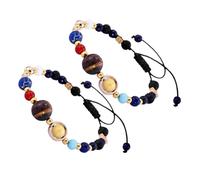BESPORTBLE Bracelet Système Solaire En Perles Naturelles Artisanales, Bracelet Astrologique Spacieux Pour Femme, Bijoux Univers Galactique, Style Bohème, Usage Quotidien Et Voyage, Lot De 2 Pièces