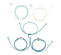 BESPORTBLE Bracelet Tissé Tortue Bohème en Corde Tressée, Bracelet D’amitié pour Femmes et Adolescentes, Bijoux de Plage Bleu Ciel, Lot de 5 Pièces Ajustables