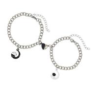 BESPORTBLE Bracelets Couple Astronautes en Acier Inoxydable Réglables 1 Paire Noir et Blanc Bijoux Poignet Amoureux pour Femmes et Hommes Présent Saint-Valentin et Mariage