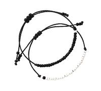 BESPORTBLE Bracelets D'amitié En Perles Noires Et Blanches Tissés En Fil De Cire, Duo Réglable Pour Couples, Accessoires Pour Femmes Et Hommes, Présents Pour Toutes Occasions
